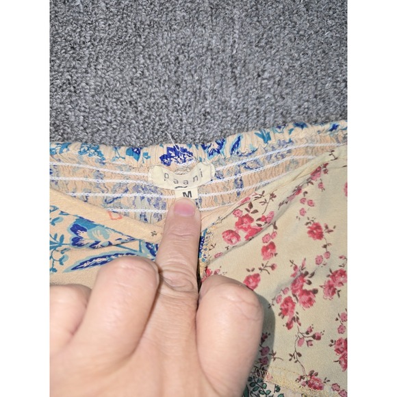 Paani Size M Asymmetric Bohemian Floral Skirt Scraf Hem Patchwork - Picture 7 of 13